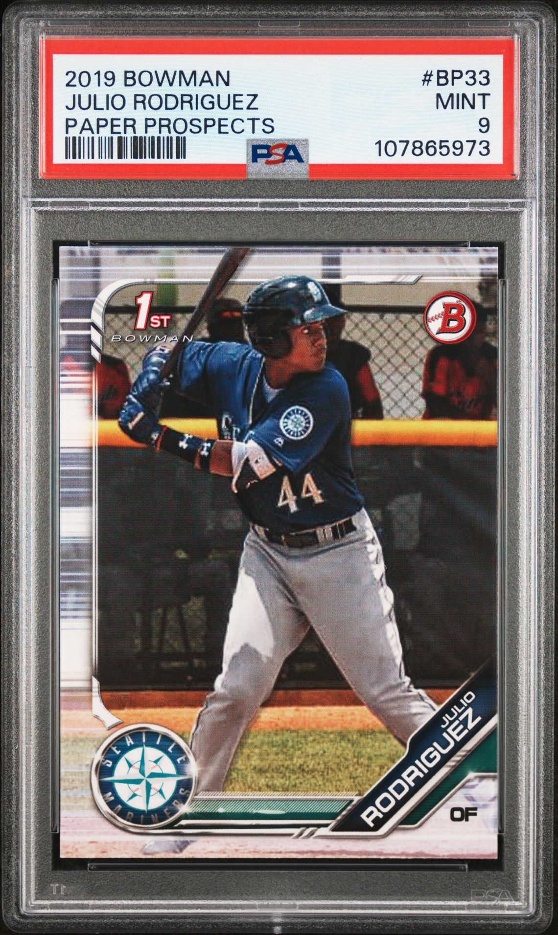 2019 Bowman Paper Prospects Julio Rodriguez #Bp33 (Paper Prospects) Mint 9 front