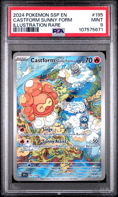 2024 Pokemon Ssp En-Surging Sparks Castform Sunny Form #195 (Illustration Rare) Mint 9 front