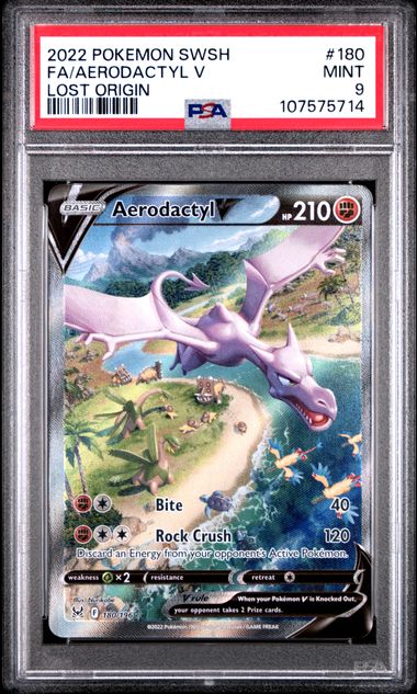2022 Pokemon Sword & Shield Lost Origin Fa/Aerodactyl V #180 (Lost Origin) Mint 9 front