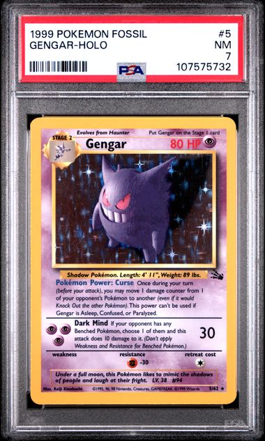 1999 Pokemon Fossil Gengar-Holo #5 Nm 7 front