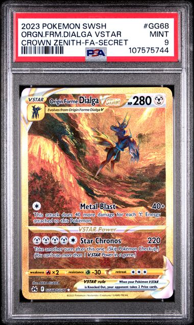 2023 Pokemon Sword And Shield Crown Zenith Orgn.frm.dialga Vstar #Gg68 (Crown Zenith-Fa-Secret) Mint 9 front