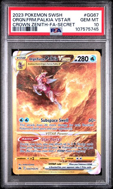 2023 Pokemon Sword And Shield Crown Zenith Orgn.frm.palkia Vstar #Gg67 (Crown Zenith-Fa-Secret) Gem Mt 10 front