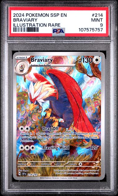 2024 Pokemon Ssp En-Surging Sparks Braviary #214 (Illustration Rare) Mint 9 front