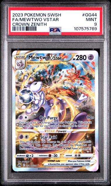 2023 Pokemon Sword And Shield Crown Zenith Fa/Mewtwo Vstar #Gg44 (Crown Zenith) Mint 9 front