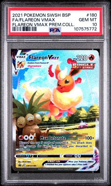 2021 Pokemon Swsh Black Star Promo Fa/Flareon Vmax #180 (Flareon Vmax Prem.coll.) Gem Mt 10 front