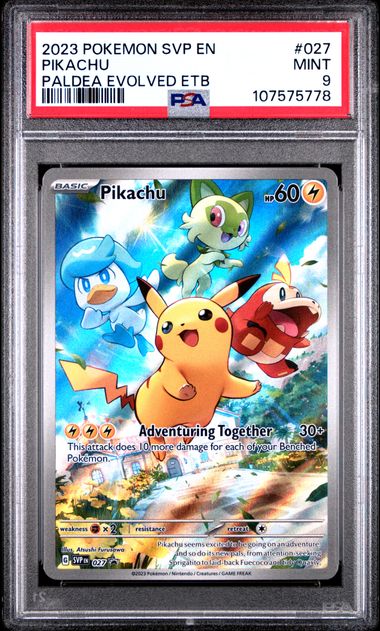2023 Pokemon Svp En-Sv Black Star Promo Pikachu #027 (Paldea Evolved Etb) Mint 9 front