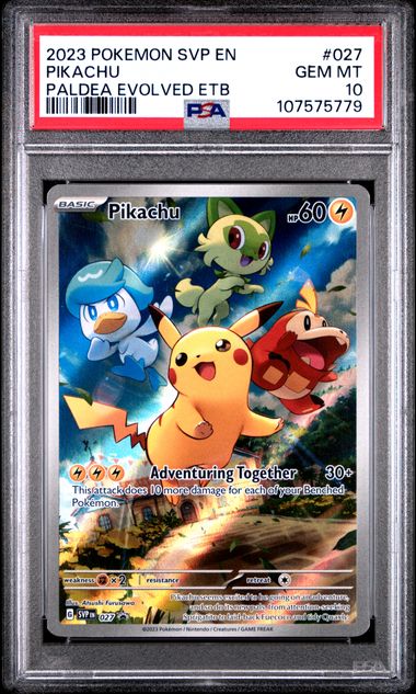 2023 Pokemon Svp En-Sv Black Star Promo Pikachu #027 (Paldea Evolved Etb) Gem Mt 10 front