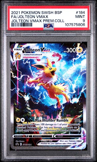 2021 Pokemon Swsh Black Star Promo Fa/Jolteon Vmax #184 (Jolteon Vmax Prem.coll) Mint 9 front