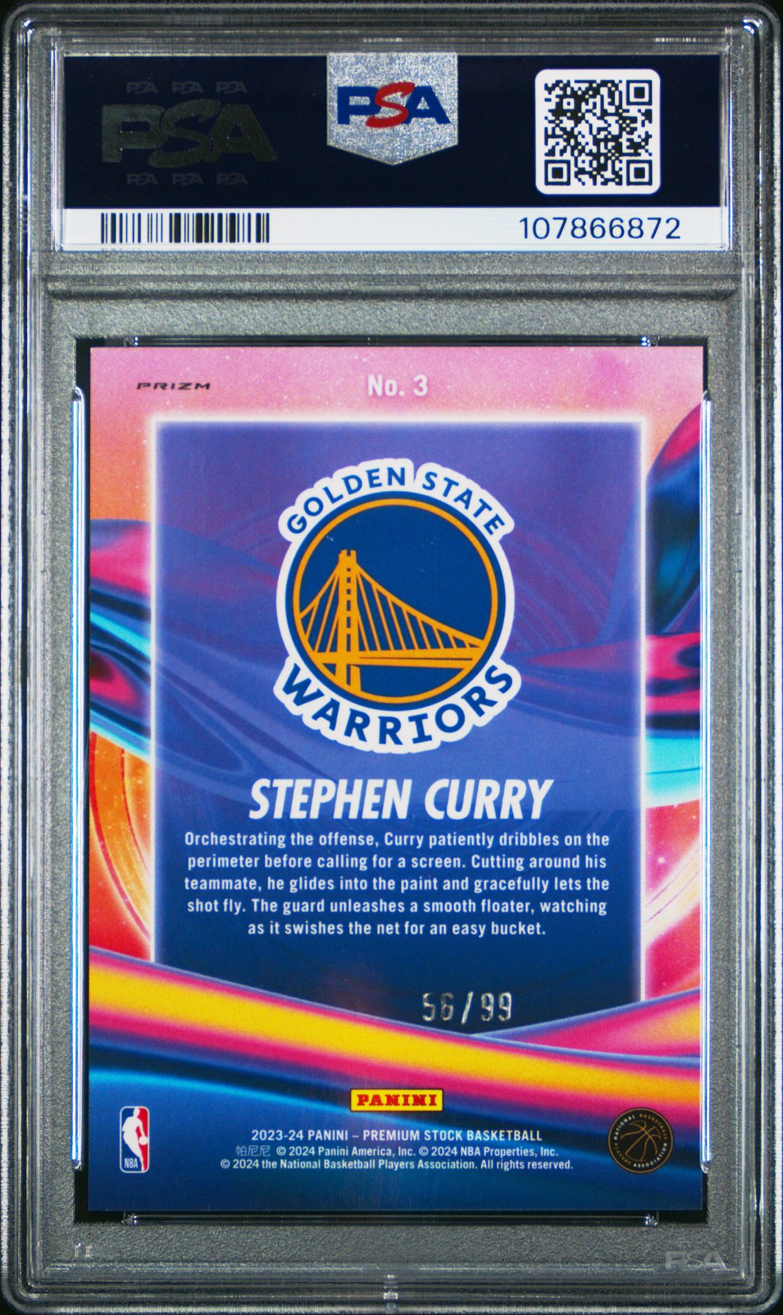 2023 Panini Hoops Premium Stock Anti Gravity Stephen Curry #3 (Anti Gravity-Blue Ice) Gem Mt 10 back