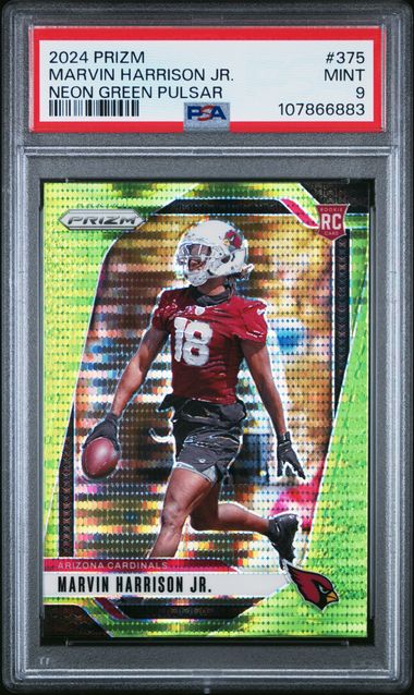 2024 Panini Prizm Marvin Harrison Jr. #375 (Neon Green Pulsar) Mint 9 front