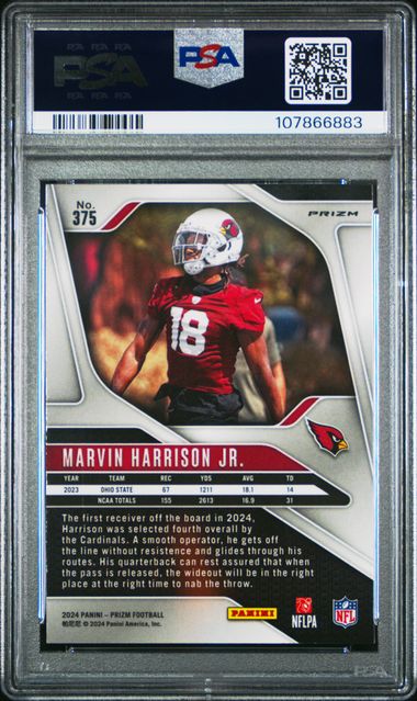 2024 Panini Prizm Marvin Harrison Jr. #375 (Neon Green Pulsar) Mint 9 back