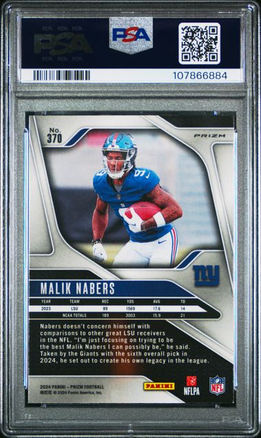 2024 Panini Prizm Malik Nabers #370 (Disco Prizm) Mint 9 back