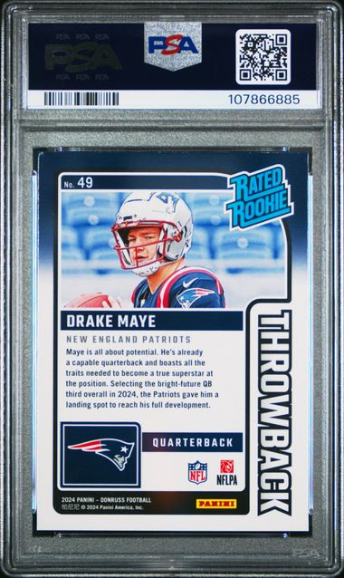 2024 Panini Donruss Rated Rookies Throwback Drake Maye #49 Nm-Mt 8 back