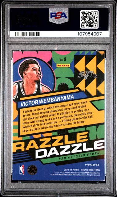 2023 Panini Mosaic Razzle Dazzle Victor Wembanyama #9 Mint 9 back