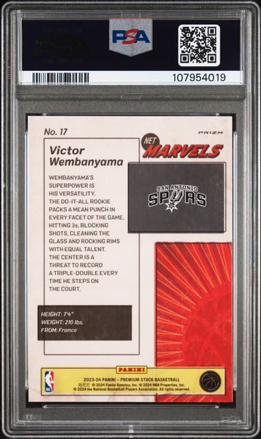 2023 Panini Hoops Premium Stock Retro Net Marvels Victor Wembanyama #17 Mint 9 back
