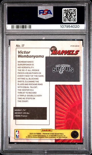 2023 Panini Hoops Premium Stock Retro Net Marvels Victor Wembanyama #17 Mint 9 back