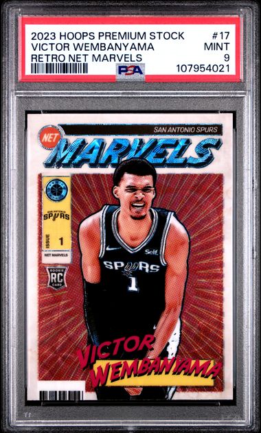 2023 Panini Hoops Premium Stock Retro Net Marvels Victor Wembanyama #17 Mint 9 front