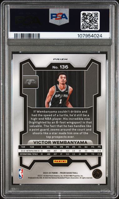 2023 Panini Prizm Victor Wembanyama #136 (Pink Ice) Mint 9 back