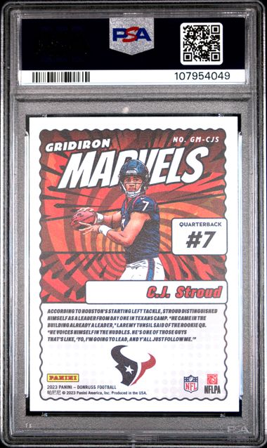 2023 Panini Donruss Gridiron Marvels Cj Stroud #Gmcjs Mint 9 back