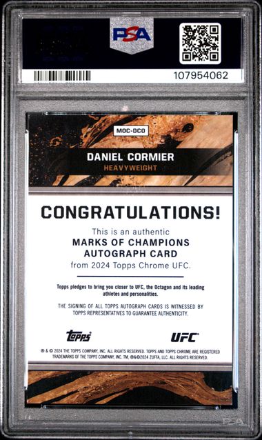 2024 Topps Chrome Ufc Marks Of Champions Autographs Daniel Cormier #Mocdco (Marks/Champs Au-Gold Ref) Mint 9 back