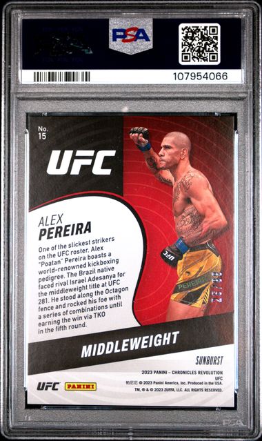 2023 Panini Chronicles Ufc Revolution Alex Pereira #15 (Revolution-Sunburst) Mint 9 back