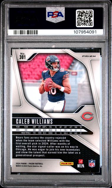 2024 Panini Prizm Caleb Williams #301 (Lazer Prizm) Nm-Mt 8 back