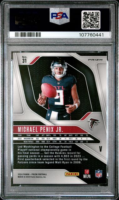 2024 Panini Prizm Rookie Variation Michael Penix Jr. #31 (Rookie Variation-No Huddle) Mint 9 back