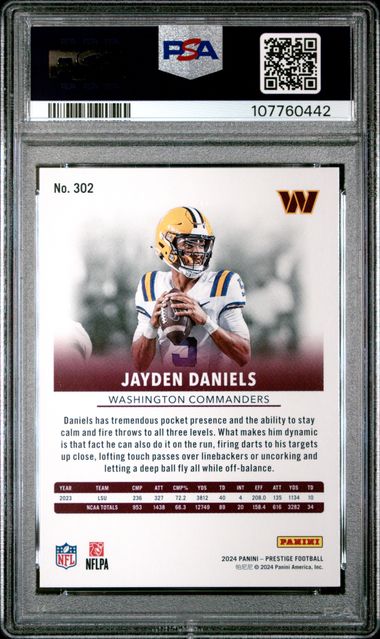 2024 Panini Prestige Jayden Daniels #302 Gem Mt 10 back