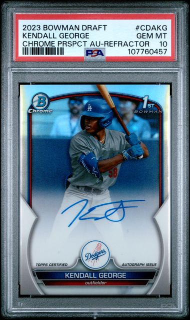 2023 Bowman Draft Chrome Prospect Autograph Kendall George #Cdakg (Chrome Prspct Au-Refractor) Gem Mt 10 front