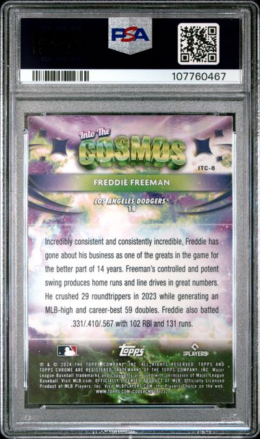2024 Topps Chrome Cosmic Into The Cosmos Freddie Freeman #8 Mint 9 back