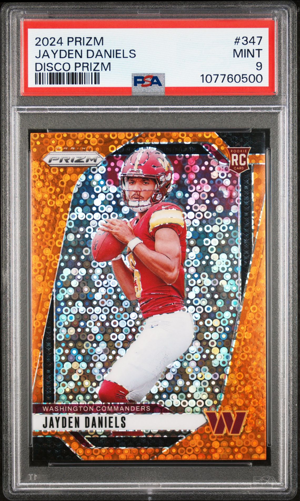 2024 Panini Prizm Jayden Daniels #347 (Disco Prizm) Mint 9 front