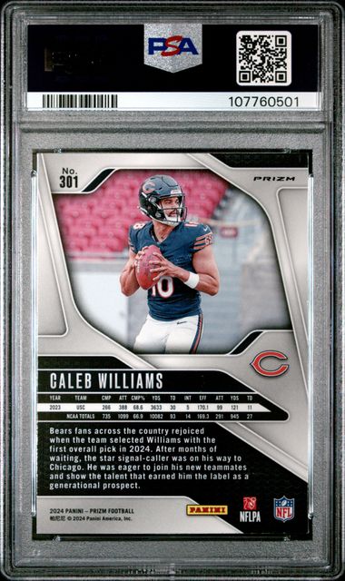 2024 Panini Prizm Caleb Williams #301 (Silver Prizm) Mint 9 back