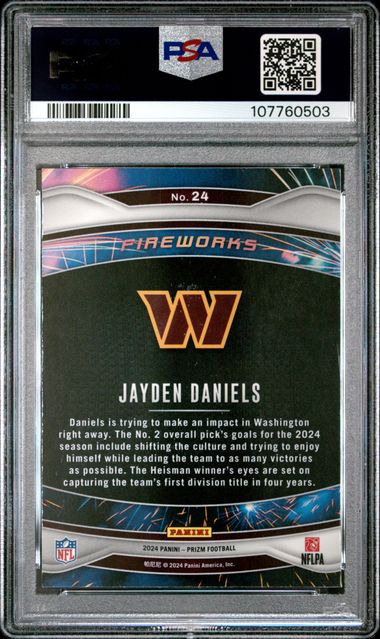 2024 Panini Prizm Fireworks Jayden Daniels #24 Gem Mt 10 back