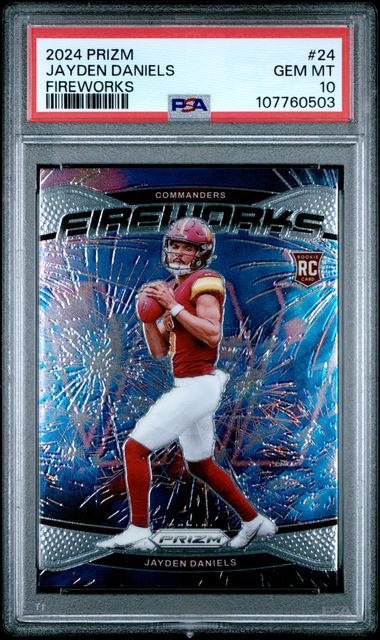 2024 Panini Prizm Fireworks Jayden Daniels #24 Gem Mt 10 front