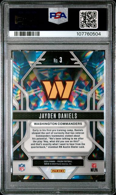 2024 Panini Prizm Prizmatic Jayden Daniels #3 Gem Mt 10 back