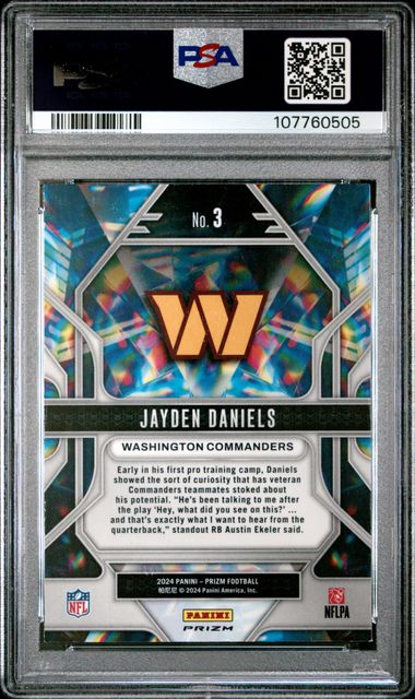 2024 Panini Prizm Prizmatic Jayden Daniels #3 (Prizmatic-Green Prizm) Mint 9 back