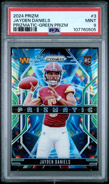 2024 Panini Prizm Prizmatic Jayden Daniels #3 (Prizmatic-Green Prizm) Mint 9 front