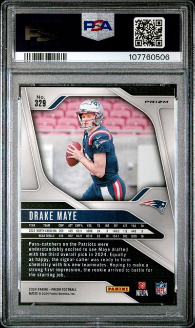 2024 Panini Prizm Drake Maye #329 (Red/White/Blue Prizm) Mint 9 back