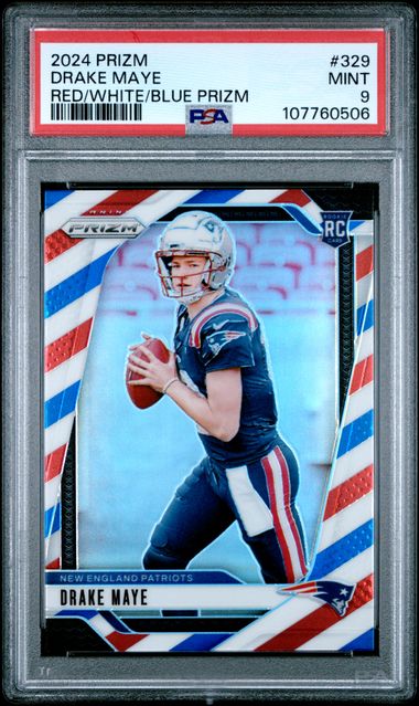 2024 Panini Prizm Drake Maye #329 (Red/White/Blue Prizm) Mint 9 front