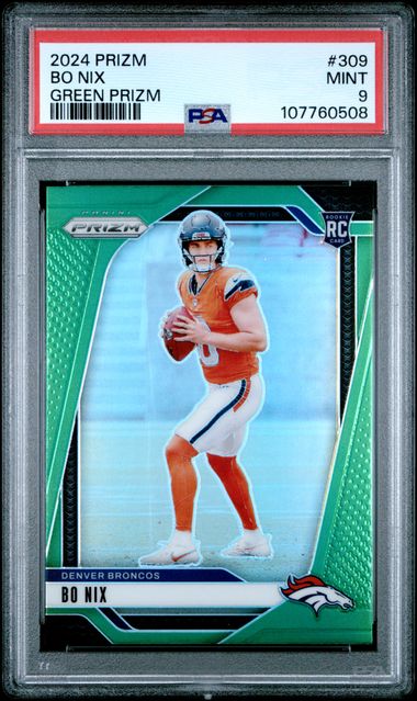 2024 Panini Prizm Bo Nix #309 (Green Prizm) Mint 9 front