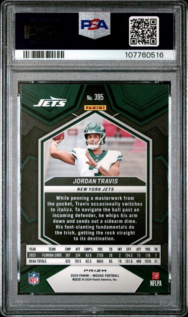2024 Panini Mosaic Jordan Travis #395 (Honeycomb) Mint 9 back