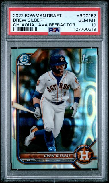 2022 Bowman Draft Drew Gilbert #Bdc152 (Ch-Aqua Lava Refractor) Gem Mt 10 front