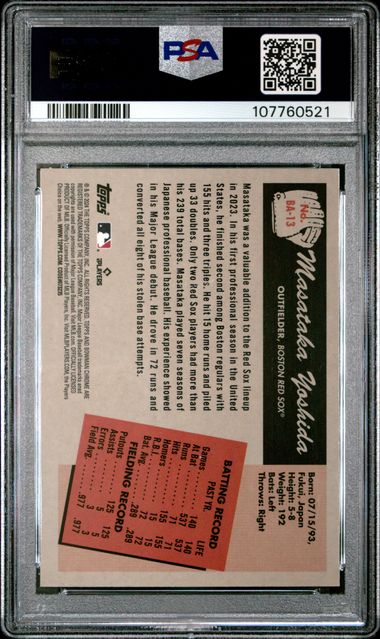 2024 Bowman 1955 Bowman Anime Masataka Yoshida #Ba13 Gem Mt 10 back