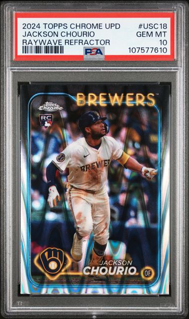 2024 Topps Chrome Update Jackson Chourio #Usc18 (Raywave Refractor) Gem Mt 10 front