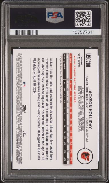 2024 Topps Chrome Update Jackson Holliday #Usc200 (X-Fractor) Gem Mt 10 back
