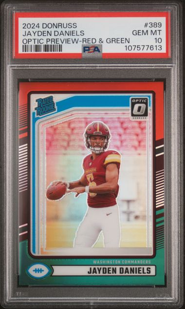 2024 Panini Donruss Jayden Daniels #389 (Optic Preview-Red & Green) Gem Mt 10 front