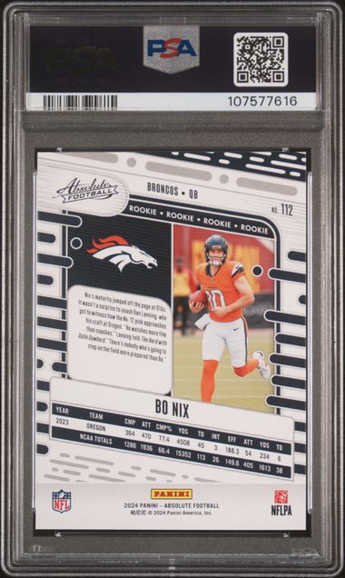 2024 Panini Absolute Bo Nix #112 Gem Mt 10 back