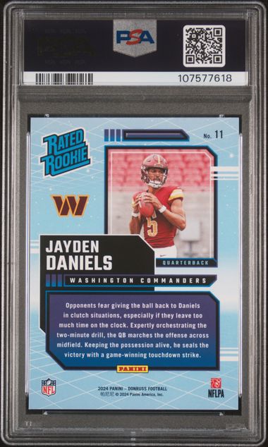 2024 Panini Donruss Rated Rookies Retro Jayden Daniels #11 Gem Mt 10 back