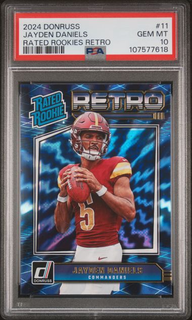 2024 Panini Donruss Rated Rookies Retro Jayden Daniels #11 Gem Mt 10 front