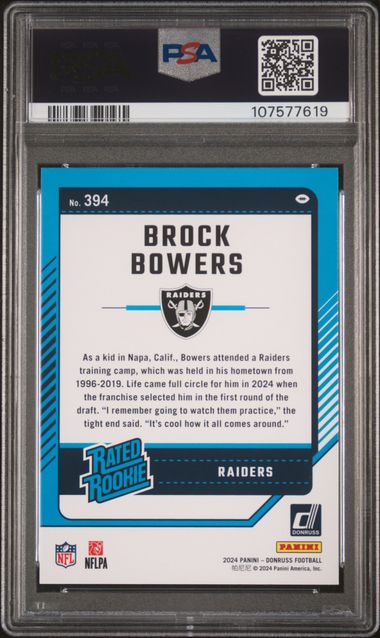 2024 Panini Donruss Brock Bowers #394 Mint 9 back